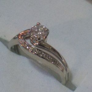 Vintage Natural Diamond 14K WG Wedding Set
